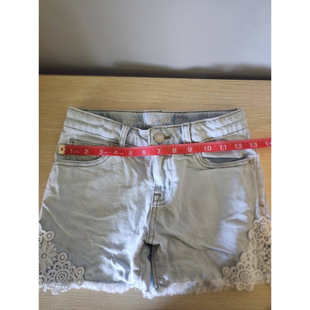Cat & Jack Girls Blue Jean Shorts with Lace on Sides